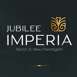 Jubilee Imperia logo on a dark background with white text and a gold ornamental emblem, including the subtitle 'Sector 21, New Chandigarh'.